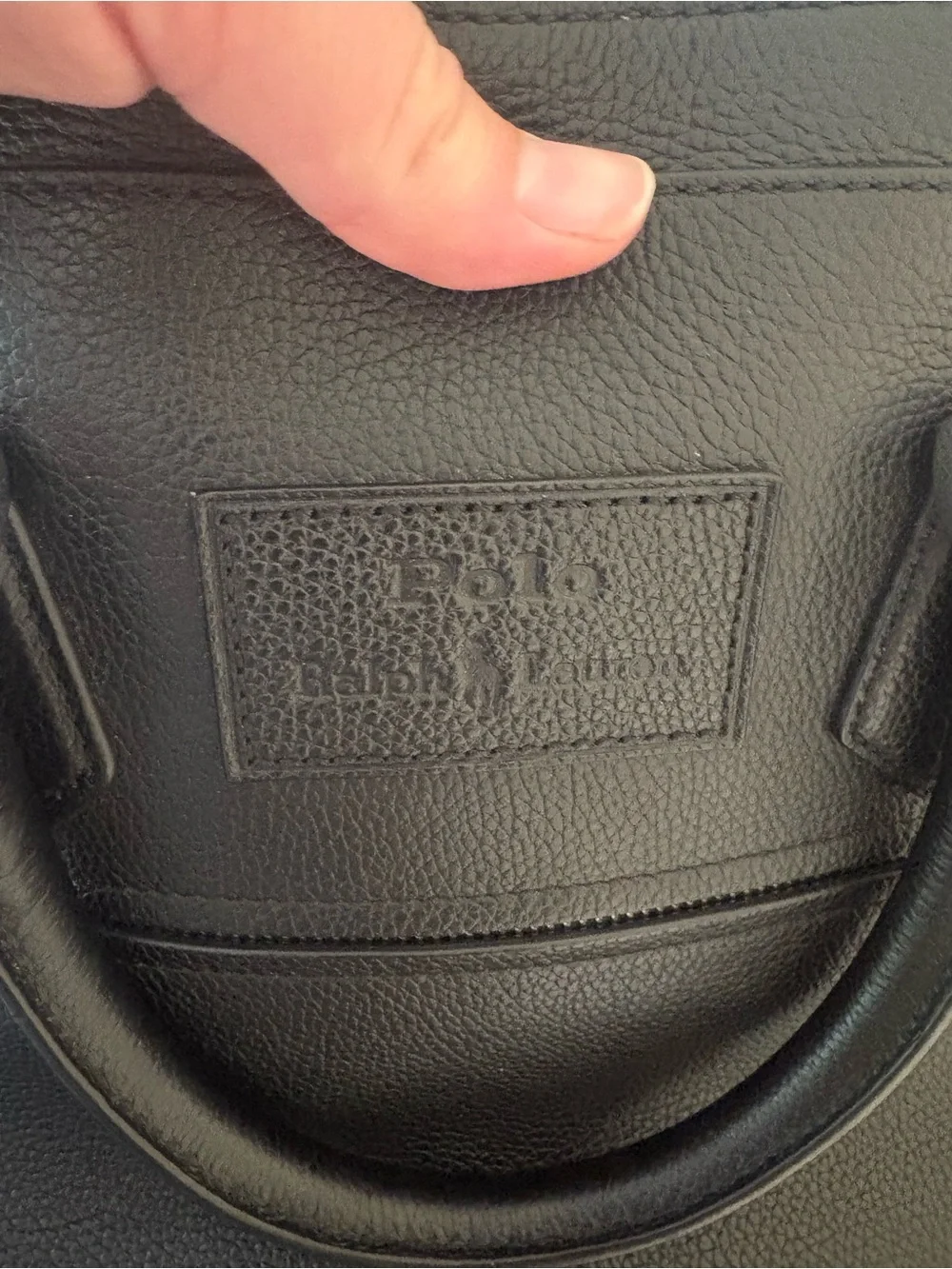 Polo by Ralph Lauren Black Pebbled Leather Briefcase with Shoulder Strap